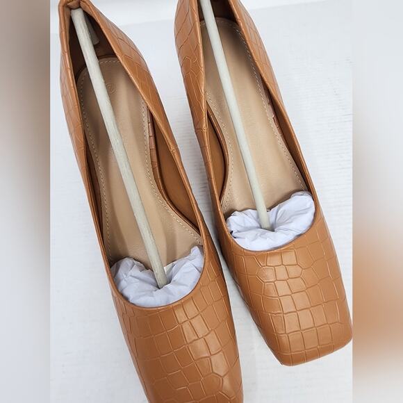 New Brown Tan Pumps Heels Block Heel 725  Office Work Interview Size 7 - Picture 7 of 8